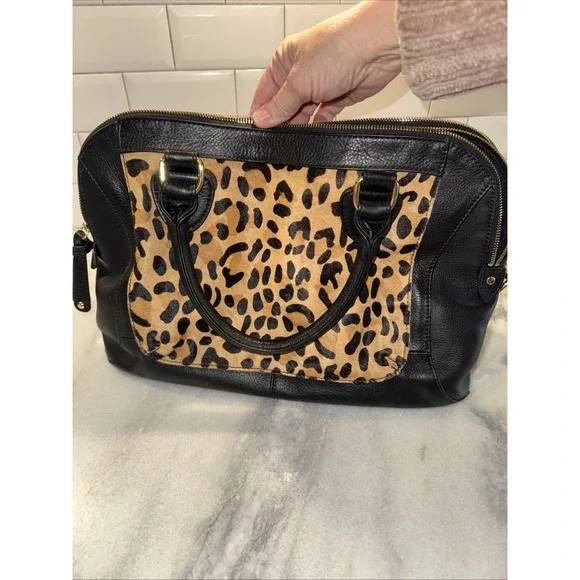 Audrey Brooks Leopard Skin/black Leather Purse New With Tags - Picture 14 of 16